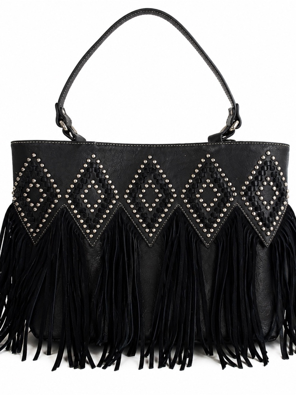 Trinity Ranch Concealed Carry Purse Black Fringe Western Studded Boho Shoulder